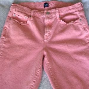 Gap true skinny jeans in washed salmon.